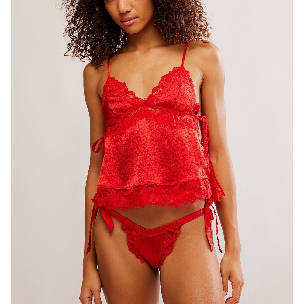 🎉LAST CHANCE🎉 FREE PEOPLE First Blush Cami + Panty Set / Goji Berry - Picture 2 of 11